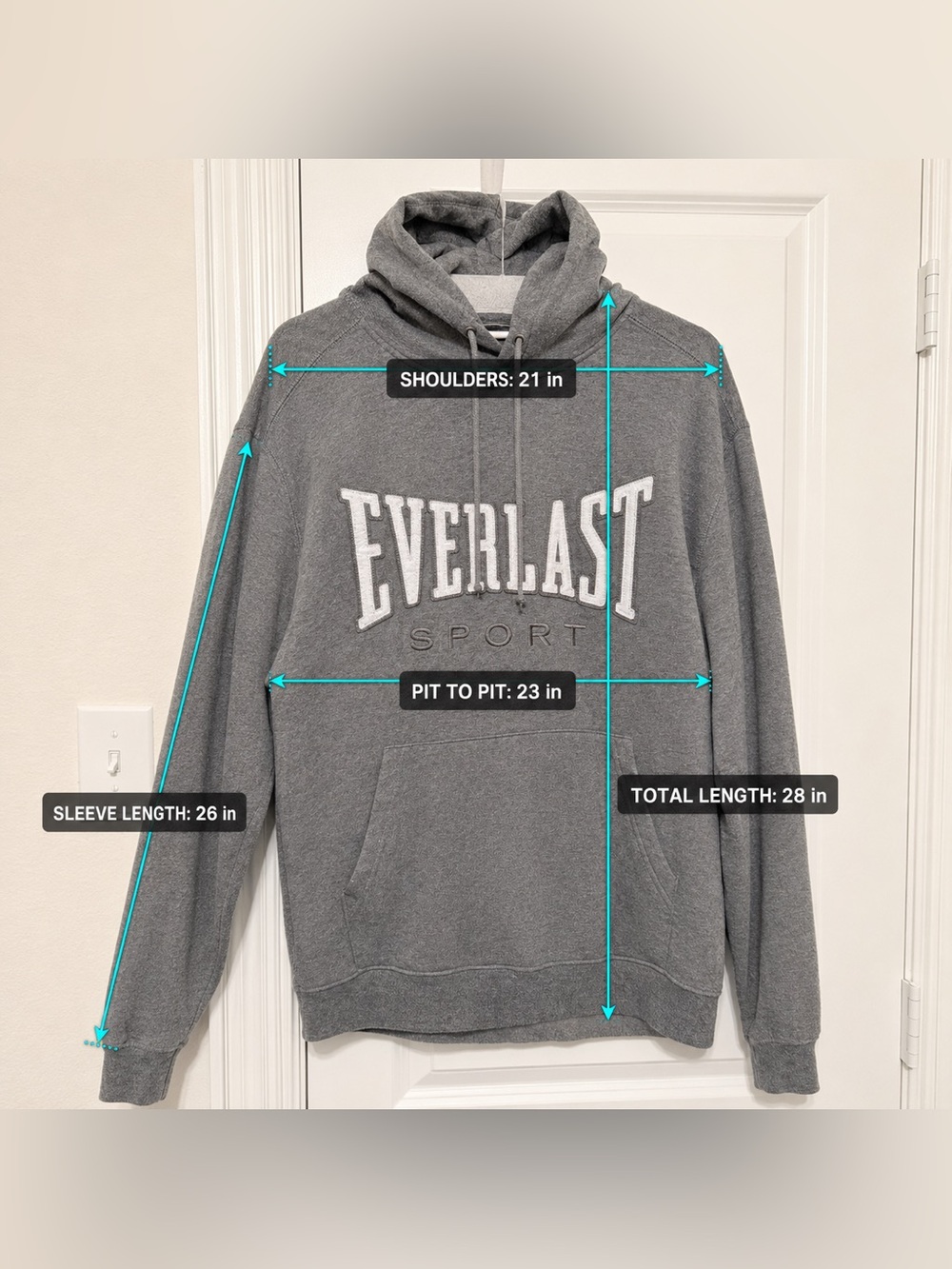 Everlast Sport Gray Pullover Hoodie Large Embroidered Logo
